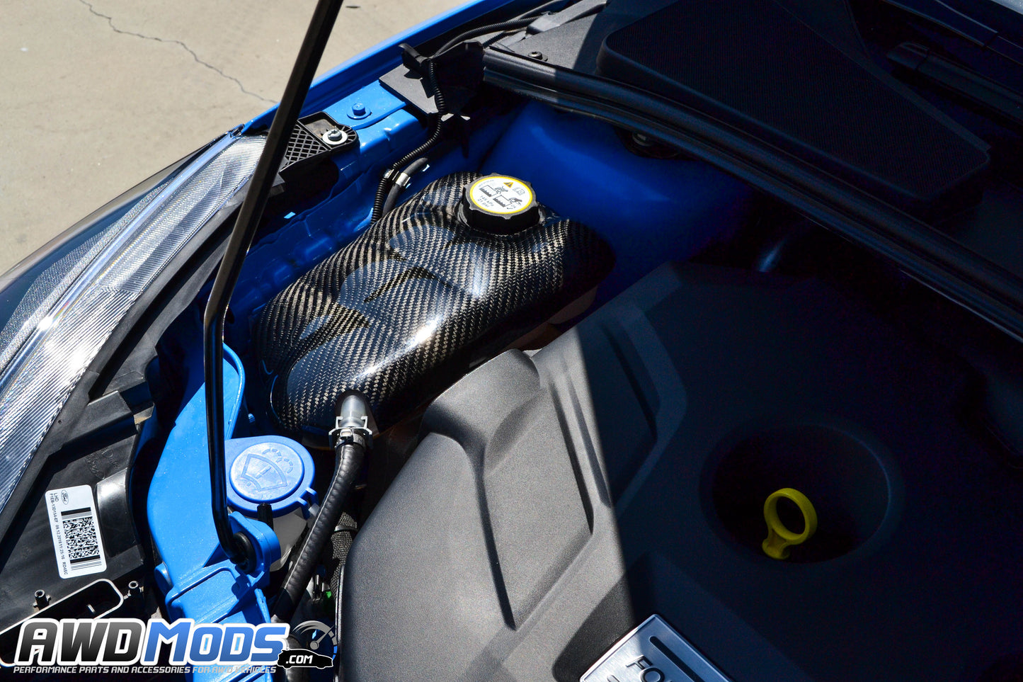 Cal Pony Cars Carbon Fiber Coolant Tank Cover for the Ford Focus RS / ST