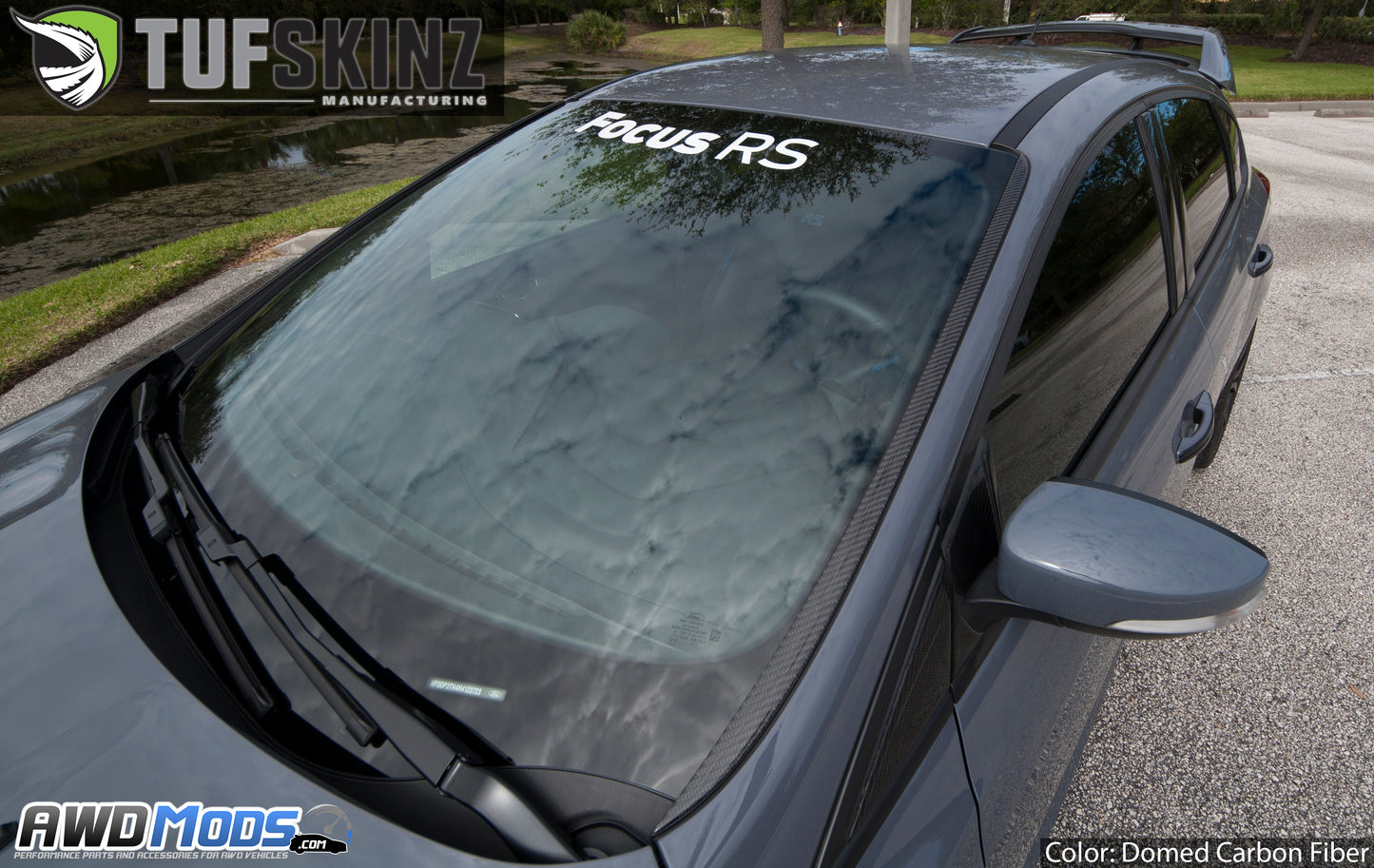 Tufskinz Peel & Stick Carbon Fiber Windshield Trim Accent Kit for the Ford Focus RS / ST (Set of 2)