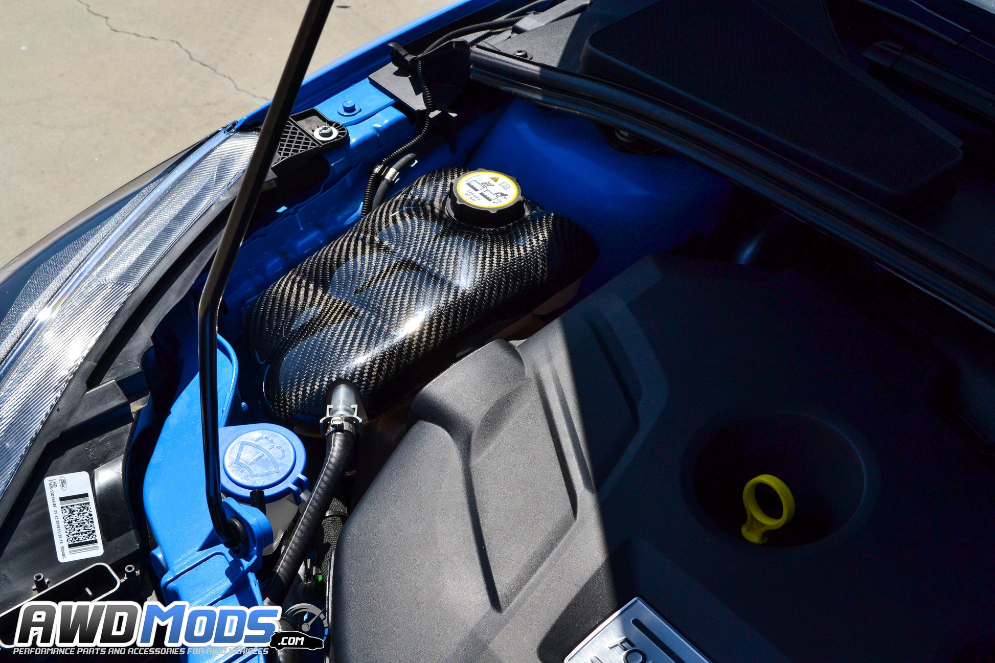 Cal Pony Cars Carbon Fiber Coolant Tank Cover for the Ford Focus RS / ST