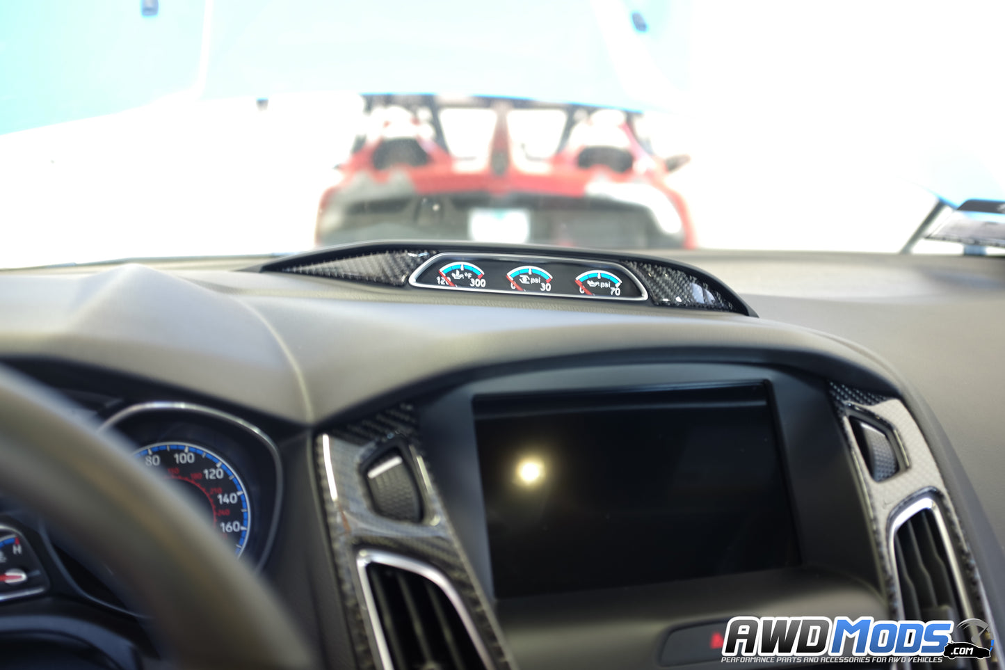 Tufskinz Peel & Stick Carbon Fiber Gauge Cluster Accent Kit for the Ford Focus RS / ST (2 Piece Kit)