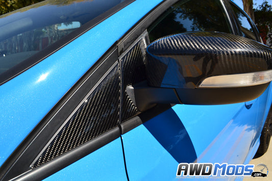 Tufskinz Peel & Stick Carbon Fiber Mirror Flag Accent Kit for the Ford Focus RS / ST (4 Pieces)